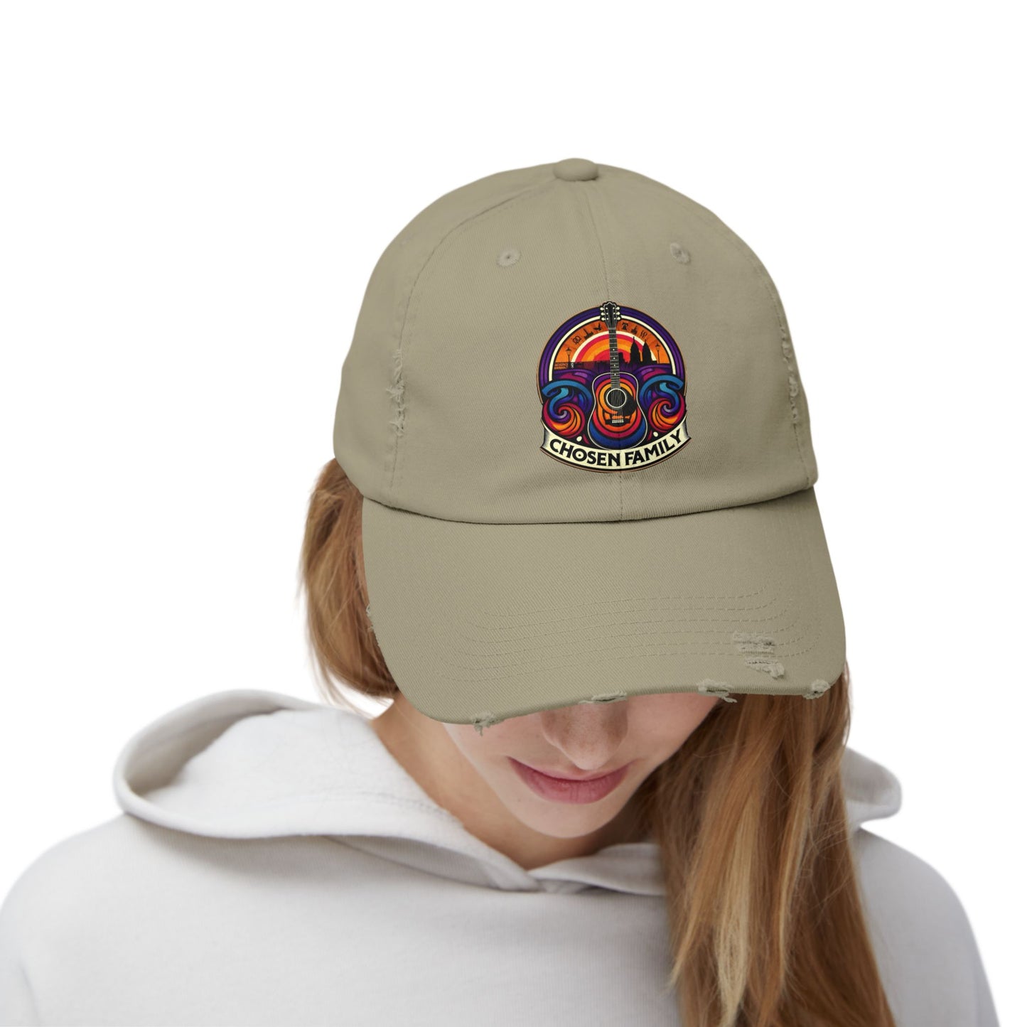 Chosen Family Logo Print Distressed Baseball Hat