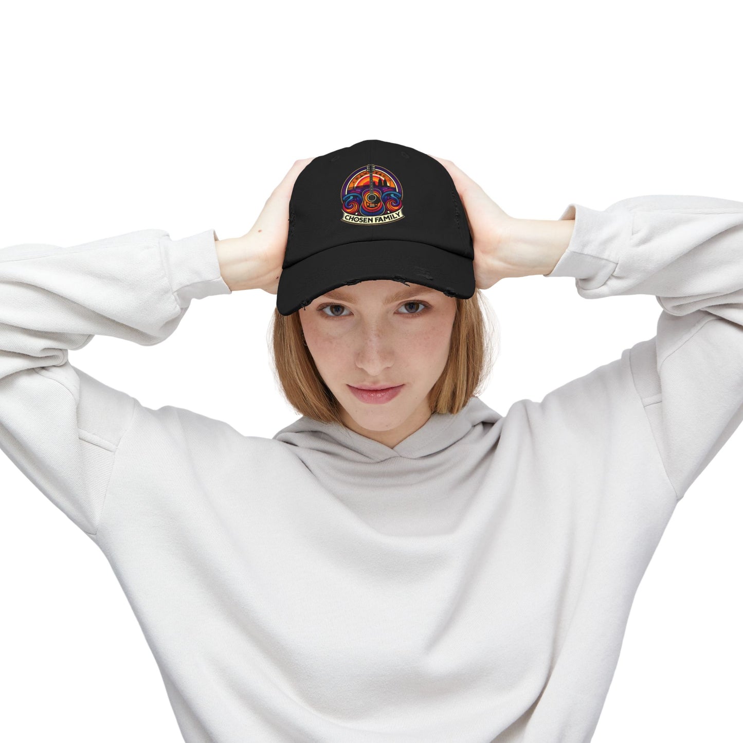 Chosen Family Logo Print Distressed Baseball Hat