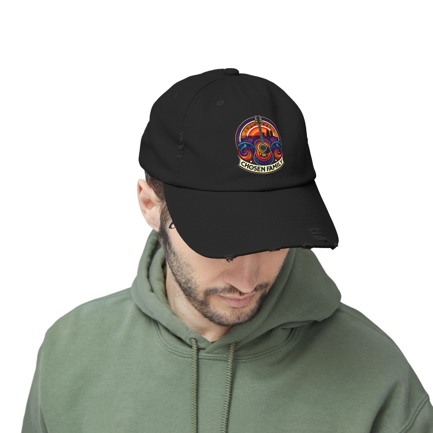 Chosen Family Logo Print Distressed Baseball Hat