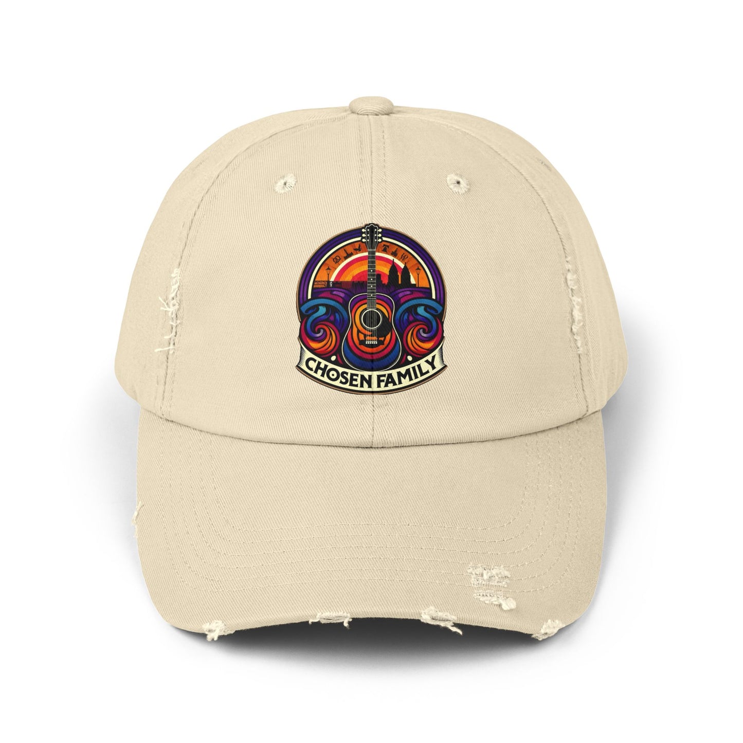 Chosen Family Logo Print Distressed Baseball Hat