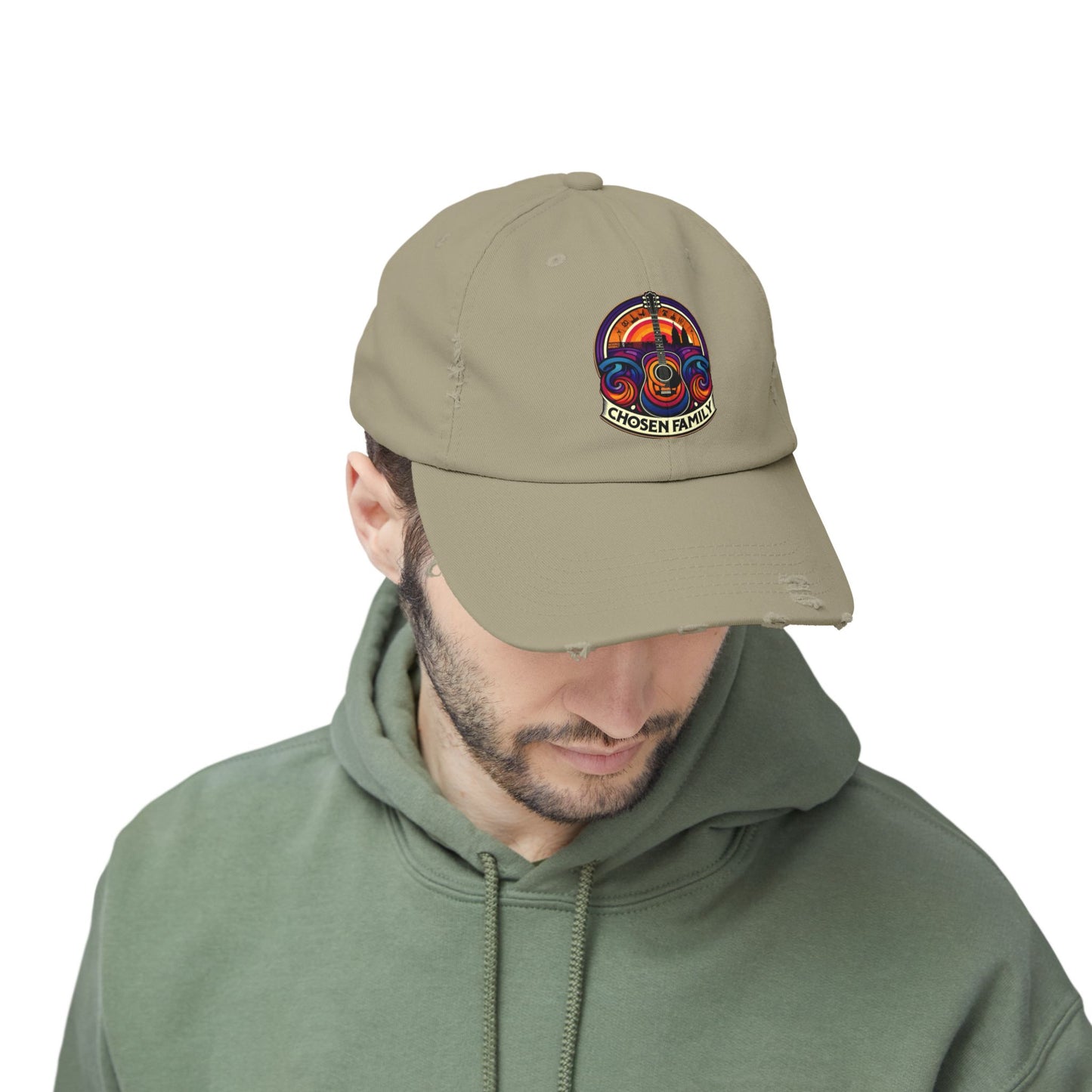 Chosen Family Logo Print Distressed Baseball Hat