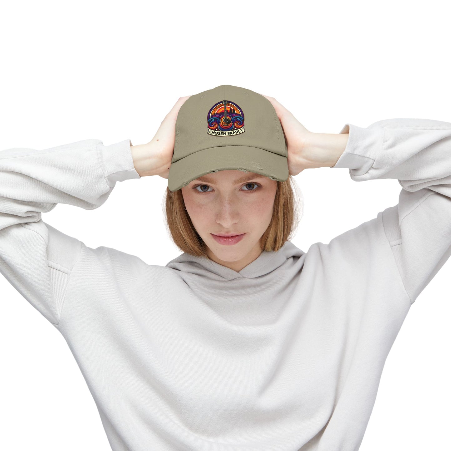 Chosen Family Logo Print Distressed Baseball Hat